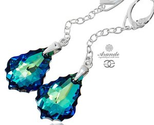 Kryształy Długie Kolczyki Bermuda Blue Srebro