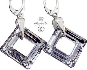 CRYSTALS EARRINGS COMET SPECIAL SQUARE STERLING SILVER