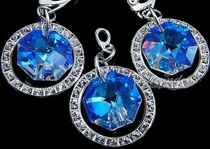 Kryształy ozdobne kolczyki+wisiorek BLUE AURORA