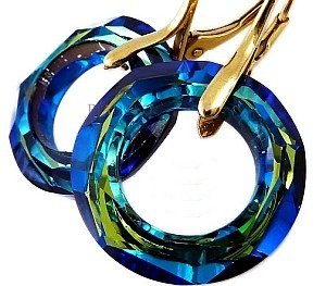 Kryształy kolczyki ZŁOTE SREBRO Certyfikat BLUE