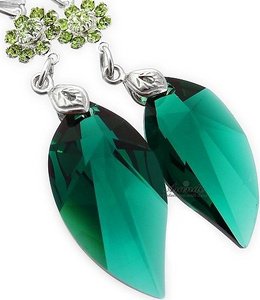 EARRINGS CRYSTALS CRYSTALS *EMERALD* STERLING SILVER CERTIFICATE