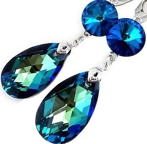 NOWE! Kryształy przepiękne kolczyki BERMUDA BLUE