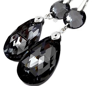 New Kryształy Piękne Kolczyki Silver Night Lux