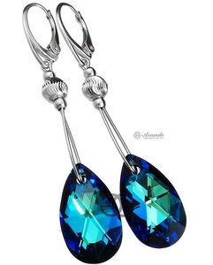 Kryształy Piękne Kolczyki Blue Fantasia Srebro 925