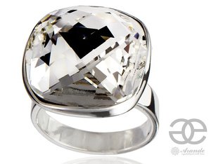 Kryształy piękny pierścionek CRYSTAL SQUARE SREBRO