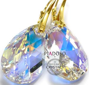CRYSTALS CRYSTALS EARRINGS+PENDANT AURORA STERLING SILVER GOLD PLATED