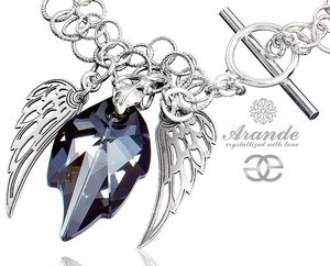 CRYSTALS BEAUTIFUL BRACELET NIGHT ANGEL WING STERLING SILVER