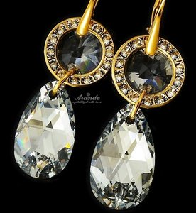 CRYSTALS UNIQUE EARRINGS PENDANT COMET GOLD PLATED STERLING SILVER