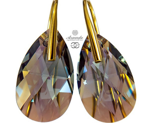 Kryształy Kolczyki Black Diamond Shimmer Gold Złote Srebro