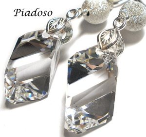 SWAROVSKI piękne kolczyki wisiorek łańcuszek
