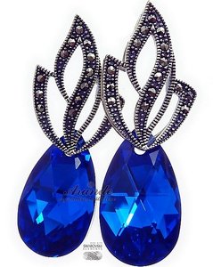 SWAROVSKI EARRINGS BLUE COMET ADMIRE STERLING SILVER