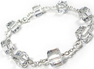Kryształy Bransoletka Srebro Kostki Crystal