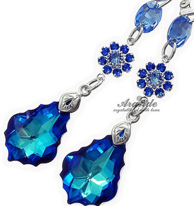Kryształy Piękne Kolczyki Blue Baroque Gloss