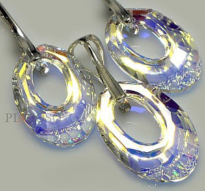SET CRYSTALS CRYSTALS EARRINGS+PENDANT HELIOS CRYSTAL AB STERLING SILVER