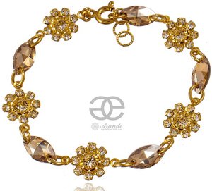 CRYSTALS GENUINE BRACELET GOLDEN FEEL GOLD PLATED SILVER
