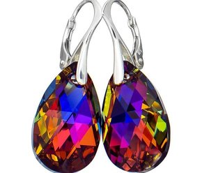 CRYSTALS BEAUTIFUL EARRINGS VOLCANO STERLING SILVER 925