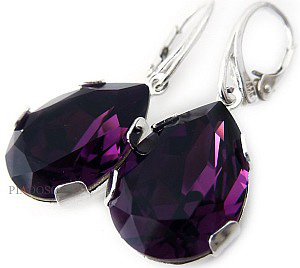 Kryształy Nowe Piękne Unikatowe Kolczyki Amethyst