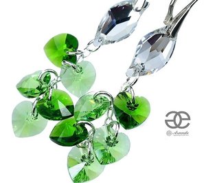 CRYSTALS GREEN LONG ORIGINAL EARRINGS STERLING SILVER