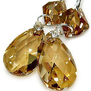 SWAROVSKI piękne długie kolczyki GOLDEN 28+20