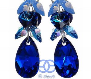 CRYSTALS CRYSTALS EARRINGS *ZODIAC BLUE COMET* STERLING SILVER 925 CERTIFICATE