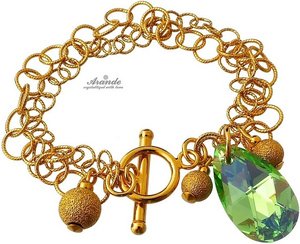 NEW! CRYSTALS CRYSTALS *PERIDOT* BRACELET 24K GOLD PLATED SILVER