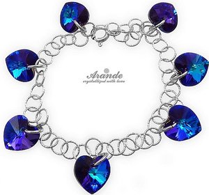 CRYSTALS CRYSTALS BRACELET HEART MANY COLORS STERLING SILVER CERTIFICATE