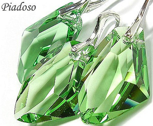 CRYSTALS CRYSTALS SET *GALACTIC PERIDOT* GREEN EARRINGS+PENDANT STERLING SILVER