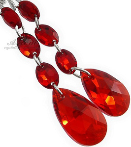 Nowe Kryształy Unikat Kolczyki Red Gloss Srebro