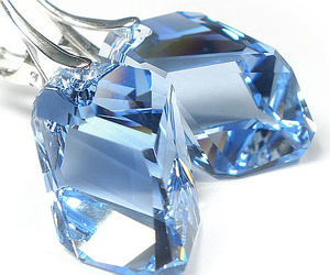Kryształy Kolczyki Light Sapphire Certyfikat Srebro