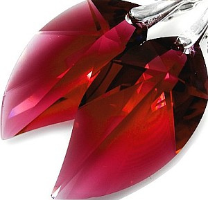 Kryształy Kolczyki Wisiorek Ruby Leaf Certyfikat