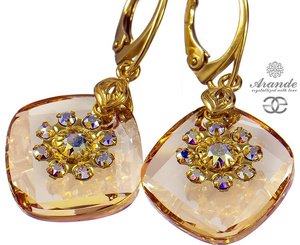 CRYSTALS UNIQUE EARRINGS METRO FLOW GOLD PLATED STERLING SILVER