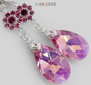 EARRINGS CRYSTALS CRYSTALS *ROSA FEEL* STERLING SILVER CERTIFICATE