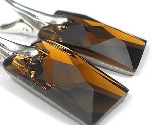 Kryształy Kolczyki Smoked Topaz Certyfikat Srebro