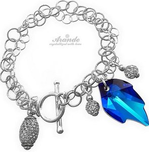 CRYSTALS UNIQUE BRACELET BLUE LEAF STERLING SILVER 925