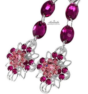 CRYSTALS UNIQUE BEAUTIFUL EARRINGS FUCHSIA VENUE STERLING SILVER 925