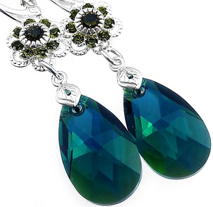 Kolczyki Kryształy Emerald Feel Srebro Certyfikat