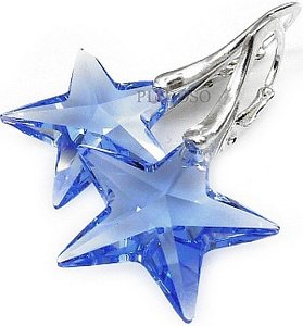 SUPER CENA Kryształy Blue Star Kolczyki Srebro