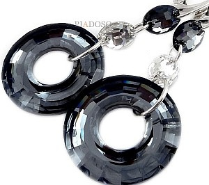 Kryształy Piękne Kolczyki Silver Night Ring