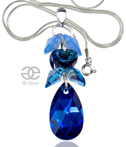 Kryształy Piękny Naszyjnik Blue Comet Zodiac Srebro