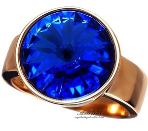 NEW! CRYSTALS CRYSTALS RING PARIS SAPPHIRE ROSE GOLD SILVER CERTIFICATE