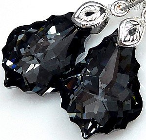 CRYSTALS CRYSTALS *SILVER NIGHT BAROQUE* EARRINGS+PENDANT STERLING SILVER