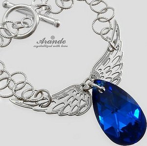 NEW!!! CRYSTALS CRYSTALS *BLUE COMET WING* BRACELET STERLING SILVER CERTIFICATE