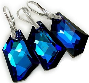 Kryształy Unikat Kolczyki+Wisiorek Blue Art 24mm