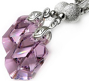 Kryształy Piękne Kolczyki Wisiorek Amethyst Srebro