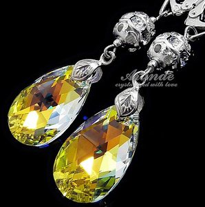 Kryształy piękne długie srebrne kolczyki AURORA