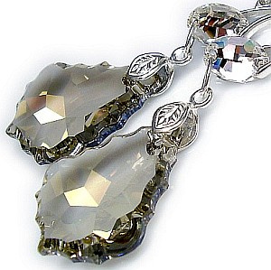 Kryształy Długie Kolczyki Silver Shader