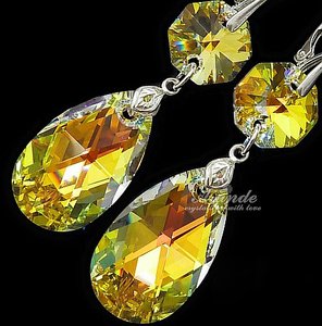 SWAROVSKI piękne długie kolczyki SREBRO 28mm AB