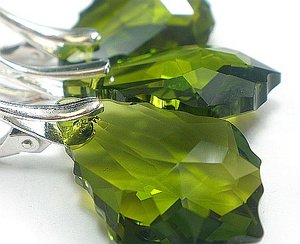 CRYSTALS CRYSTALS *BAROQUE OLIVINE* EARRINGS + PENDANT STERLING SILVER