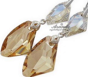 Kryształy Piękne Długie Kolczyki Golden Crystal