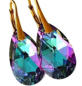 CRYSTALS CRYSTALS *VITRAIL* EARRINGS GOLD PLATED STERLING SILVER 925